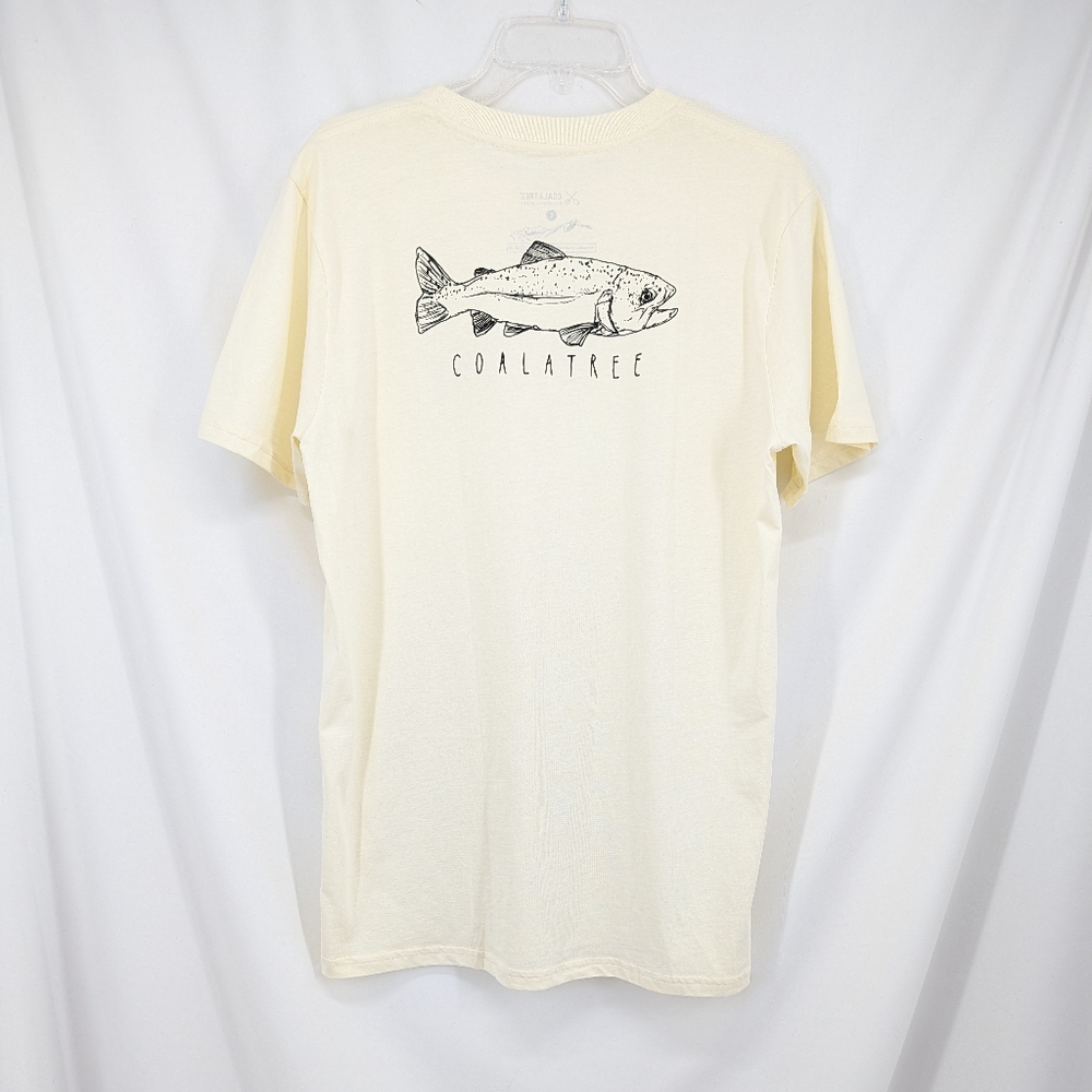 CoalaTree Fish Finder Tee Eco Minded Goods Cream Size Large Cotton